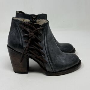 Freebird Steven Brook Ankle Boots Womens 8 Black Gray Leather Zip Western